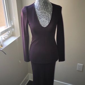 Plum V-neckline long sleeve dress